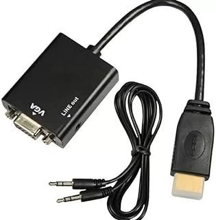 Cabo Conversor Adaptador Hdmi Para Vga Com Saida De Áudio P2 Full Hd Converte Áudio E Vídeo