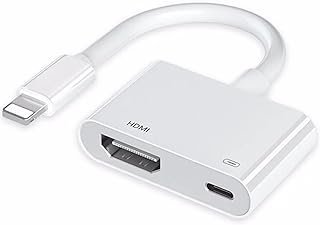 [Certificação Apple MFi] Adaptador Lightning para HDMI para iPhone para TV, Adaptador de iPhone para HDMI 1080P Cabo conector de tela adaptador AV digital com porta de carregamento para iPhone, iPad