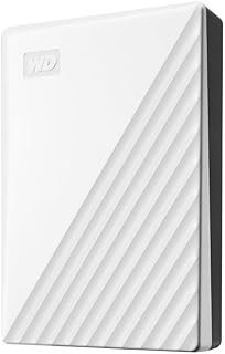 Disco rígido externo portátil WD 5TB My Passport com proteção por senha e software de backup automático, branco – WDBPKJ0050BWT-WESN