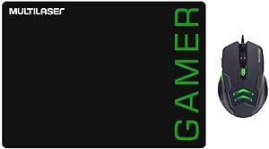 Combo Mouse e Mousepad Gamer 3200DPI Preto e Verde Multilaser – MO273