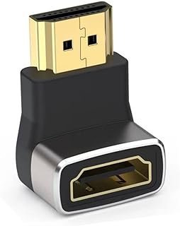 Adaptador HDMI 8K UHD 2.1 48gb – Angulo reto de 90 graus. Altissima velocidade de ate 48 Gbps. Conector macho para femea. Suporta 4K e 8K.