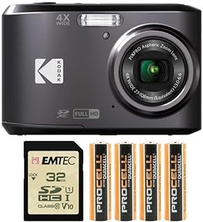Kodak Câmera digital PIXPRO FZ43 (preta) com cartão SD de 16 GB e pacote de 4 pilhas de reserva AA (3 itens)