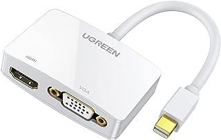 UGREEN Adaptador Mini DisplayPort para HDMI VGA, Adaptador 4K Thunderbolt 2 Conversor Mini DP 2 em 1 Compatível com MacBook Pro Air iMac Surface Pro1 2 3 4 6 Surface Laptop 2 ThinkPad X1, Bra