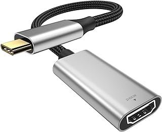 DHTtechk Adaptador de cabo USB C para HDMI, adaptador fêmea 4K USB tipo C para HDMI, para MacBo0k Pro/Air, Surface, Samsnng GaIaxy S21 S20 Ultra Note 20 S10 S9 S8 Plus, DeII XPS 15 (cinza