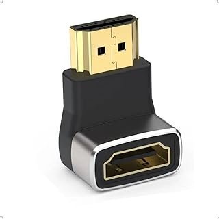 Adaptador HDMI 8K UHD 2.1 48gb – Angulo reto de 90 graus. Altissima velocidade de ate 48 Gbps. Conector macho para femea. Suporta 4K e 8K (DOWN – Para Baixo)