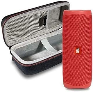 JBL Flip 5 Caixa de som portátil sem fio Bluetooth com capa protetora rígida – Vermelho