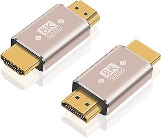 Duttek Adaptador HDMI macho para macho 8K, adaptador HDMI para HDMI de 48 Gbps, conector adaptador de acoplador UHD HDMI 2.1 para HDTV, TV Stick, leitor de DVD, console de jogos, Xbox, PS4 (pacote com