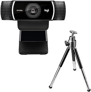 Logitech Webcam HD C922 Pro Streaming, webcam de transmissão de câmera 1080p, grava suas sessões de jogos em transmissão HD rica, tripé de substituição de fundo incluído