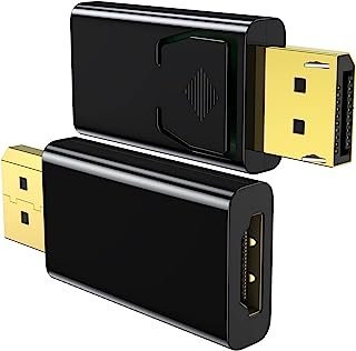 KUXIYAN Adaptador DP para HDMI, DisplayPort banhado a ouro 1080p para conversor HDMI macho para fêmea preto (1080P)