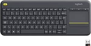 Teclado sem fio Logitech K400 Plus TV com Controle Easy Media e Touchpad Integrado, Conexão USB Unifying e Layout ABNT2