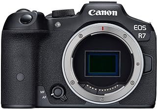 Canon Corpo EOS R7, câmera de vlogging sem espelho, vídeo 4K 60p, qualidade de imagem de 32,5 MP, processador de imagem de dois pixels, detecção de assunto, para criadores de conteúdo, Cor: Preto