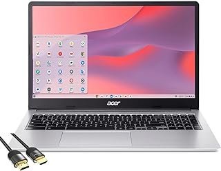 acer Chromebook 315 para negócios e estudantes, tela FHD de 15,6 polegadas, Intel Celeron N4500, 4 GB de RAM, 64 GB eMMC, WiFi 6, webcam, teclado, Bluetooth, USB-C, bateria de longa duração, cabo HDMI