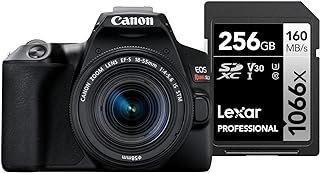 Câmera Digital Canon EOS Rebel SL3 (BKUS) 1855F4STM BR kit com Cartão de Memória Lexar Silver 256GB