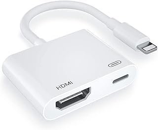 [Certificação Apple MFi] Adaptador AV digital Lightning para HDMI, conversor de tela de vídeo e áudio 1080p, adaptador AV com porta de carregamento para iPhone HDMI Conversor para TV/Projetor/Monitor,