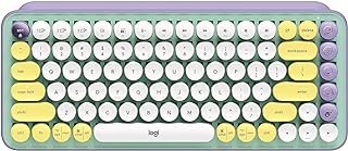 Logitech Teclado mecânico sem fio Pop Keys com emoji personalizável, design compacto durável, conectividade Bluetooth ou USB, vários dispositivos, compatível com sistemas operacionais – Daydream Mint