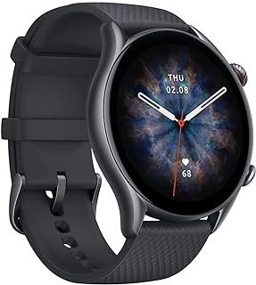 Relógio inteligente Amazfit GTR 3 Pro para homem, 12 dias de duração da bateria, Alexa embutido, chamadas e mensagens Bluetooth, GPS e 150 modos de movimento, tela AMOLED de 1,45 polegadas (preto)