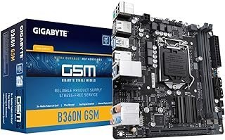 GIGABYTE Placa mãe B360N GSM (LGA1151/Intel/B360/CNVi 802.11ac Wave2 2T2R Wi-Fi/Mini ITX/DDR4)