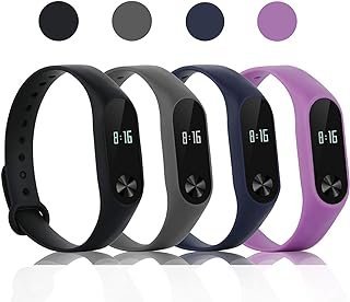 Kit 4 Pulseiras compatíveis com MI Band 2 – Cores Preta/Azul clara/cinza/Roxa