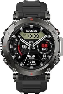 Amazfit T-Rex Ultra Durable Military Outdoor Smartwatch for Men, com GPS Dual Band, 20 dias de duração da bateria, 30m de mergulho livre, suporte de mapa offline (Black)