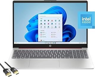 HP Laptop para negócios e estudantes, tela antirreflexo HD de 15,6 polegadas, Intel 4 núcleos N200, 16 GB de RAM, 128 GB UFS, Wi-Fi 6, webcam, HDMI, USB-C, cabo HDMI PDG, Windows 11 Home no modo S, vermelho escarlate