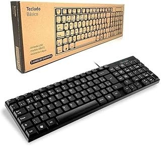 Teclado com Fio Slim Conexão USB Cabo de 150cm Resistente Água Preto Multi – TC065