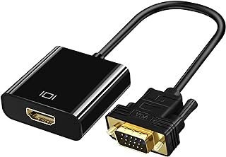 Adaptador HDMI para VGA, conversor HDMI Full HD 1080p fêmea para VGA macho com conector de áudio de 3,5 mm compatível com monitor, laptop, desktop, computador, PC, projetor, HDTV, Raspberry Pi, Roku, Xbox, etc