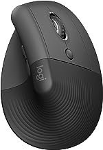 Mouse Sem Fio Logitech Lift Vertical com Design Ergonômico para Redução de Tensão Muscular, Cliques Silenciosos, Conexão Bluetooth ou USB Logi Bolt, Compatível com Windows/macOS/iPadOS – Grafite