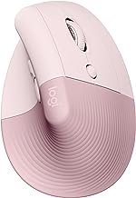Mouse Sem Fio Logitech Lift Vertical com Design Ergonômico para Redução de Tensão Muscular, Cliques Silenciosos, Conexão Bluetooth ou USB Logi Bolt, Compatível com Windows/macOS/iPadOS – Rosa