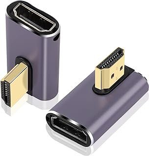 PNGKNYOCN Adaptador HDMI 8K de 90 graus, pacote com 2 conversor HDMI 2.1 macho para fêmea de ângulo esquerdo, compatível com 8K @60Hz/4K @ 120Hz HDR, para HDTV, projetor, laptop (C