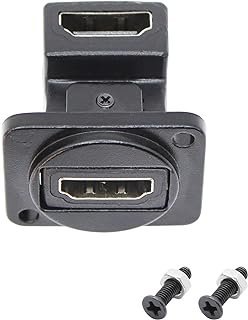 Kallaudo Conector de montagem em painel HDMI série D de ângulo reto, acoplador de passagem HDMI fêmea para fêmea, adaptador de soquete HDMI com parafusos