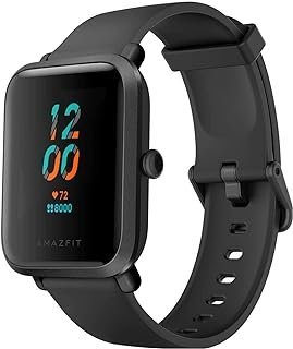 Versão global do Amazfit bip s fitness smartwatch, 10 modos esportivos, freqüência cardíaca, 1,28”, à prova d’água, GPS embutido para Android e IOS(black）