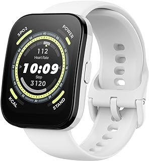 Relógio Inteligente Amazfit Bip 5, GPS, Chamadas Bluetooth, Bateria de 10 dias, Tela ultra grande, Rastreamento de passos, Alexa Built-In, AI Fitness App (White)