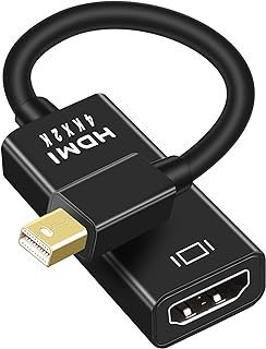 PASOW Adaptador Mini DisplayPort para HDMI, Mini DP Thunderbolt para conversor HDMI 4K compatível com MacBook Air/Pro, monitor UHD / TV/projetor (preto)