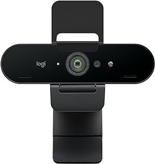 Logitech Brio 4K Webcam, Ultra 4K HD Video Calling, Noise-Canceling mic, HD Auto Light Correction, Wide Field of View, Works with Microsoft Teams, Zoom, Google Voice, PC/Mac/Laptop/MacBook/Tablet