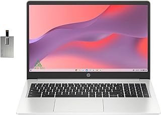 HP Laptop chromebook HD de 15,6 polegadas, processador Intel Pentium N6000, RAM LPDDR4 de 8 GB, armazenamento eMMC de 64 GB, gráficos Intel HD, webcam HD 720P, prata mineral, SO cromado, cartão USB