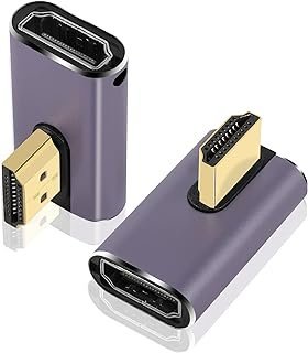 PNGKNYOCN Adaptador HDMI 8K de 90 graus, pacote com 2 conversor HDMI 2.1 macho para fêmea de ângulo reto, compatível com 8K @60Hz/4K @ 120Hz HDR, para HDTV, projetor, laptop (R