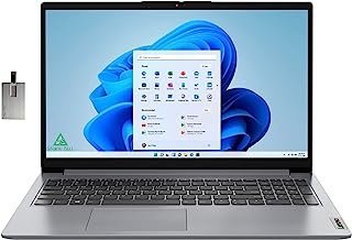 Lenovo Laptop IdeaPad 1 HD de 15,6 polegadas 2022, Athlon Silver 3050U, 20GB RAM, SSD PCIe de 512 GB, gráficos AMD Radeon, webcam HD, HDMI, WiFi 6, cinza, Windows 11 S. Cartão USB Snowbell de 32 GB