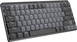 Logitech MX Teclado mecânico mini iluminado sem fio, interruptores táteis silenciosos, retroiluminados, Bluetooth, USB-C, macOS, Windows, Linux, iOS, Android, Metal