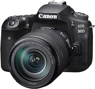 Canon Câmera DSLR [EOS 90D] com lente USM 18-135 | Wi-Fi integrado, Bluetooth, processador de imagem DIGIC 8, vídeo 4K, CMOS AF de pixel duplo e tela LCD sensível ao toque de ângulo variável de 3,0