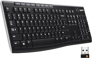 Teclado sem fio Logitech K270 com 8 Teclas Multimídia, Conexão USB, Pilhas Inclusas e Layout ABNT2 – Compatível com PC e Notebook.