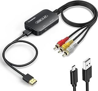 Conversor HDMI para RCA, adaptador HDMI para RCA, adaptador HDMI para AV 3RCA CVBs composto vídeo áudio conversor adaptador para TV Stick/Roku/Apple TV/PC/laptop/Xbox/HDTV/DVD (com cabo HDMI e cabo USB)