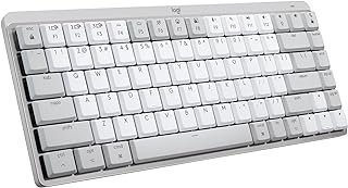 Logitech MX Teclado mecânico Mini para Mac iluminado sem fio, interruptores de desempenho de baixo perfil, teclas táteis silenciosas, retroiluminado, Bluetooth, USB-C, Apple, iPad – cinza claro
