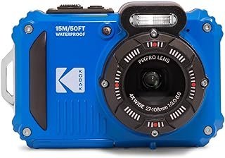 KODAK PIXPRO WPZ2 Câmera digital WiFi resistente à prova de choque à prova de poeira 16MP 4X Zoom óptico 1080p Full HD Vídeo Vlogging Câmera LCD de 2,7 polegadas (azul)