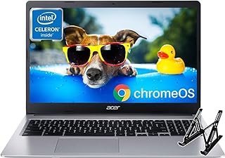 acer Notebook Chromebook 315 2024, tela HD de 15,6 polegadas, Intel Celeron N4020 (até 2,8 GHz), 4 GB de RAM, 64 GB eMMC, gráficos Intel UHD, bateria de longa duração, WiFi, Bluetooth, Chrome OS, com