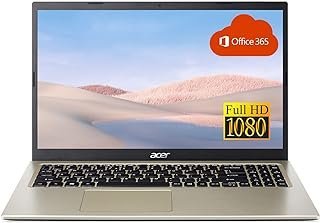 Acer Aspire Thin and Light Laptop, tela FHD de 15,6 polegadas, processador Intel Celeron Dual-Core N4500, 8 GB de RAM, SSD de 256 GB, webcam, Wi-Fi, HDMI, Bluetooth, Windows 11, Safari Gold + One Year Office365