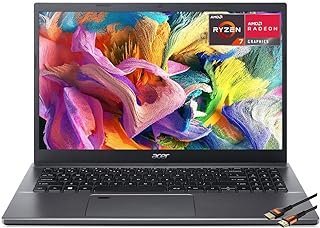 Acer Aspire 5 Laptop fino de 15,6 polegadas 8 núcleos AMD Ryzen7 5825U AMD Radeon Graphic Wi-Fi 6 Teclado retroiluminado de longa duração da bateria – Até 9,5 horas Webcam Windows 11 com HDMI (16 GB de RAM | SSD de 512 GB)