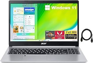 Acer Laptop Aspire 5 slim, tela IPS Full HD de 15,6 polegadas, processador AMD Ryzen7 5700U Octa-core, gráficos AMD Radeon RX Vega 8, 16 GB RAM, 1 TB SSD, Windows 11 Home, leitor de impressões digitais, cabo HDMI TWE