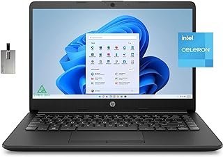 HP Laptop HD 2022 Stream de 14 polegadas, processador Intel Celeron N4120, 4 GB de RAM, armazenamento eMMC de 64 GB, webcam HD, HDMI, Wi-Fi, Bluetooth, preto, Office 365 de 1 ano, Windows 11 S, cartão