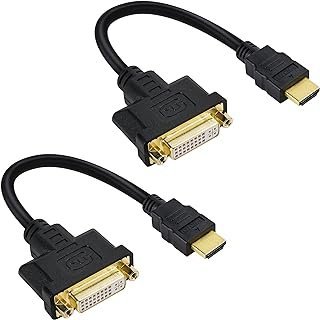 Togconn Adaptador HDMI macho para DVI fêmea (pacote com 2), conector DVI fêmea bidirecional para HDMI macho, suporta 1080p Full HD compatível com Roku, Xbox One, PS5, PS4, DVD Blue-ray, receptores A/V