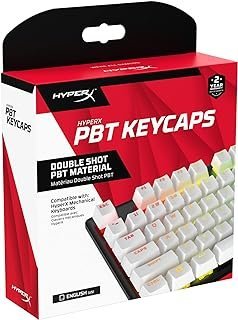 HyperX Teclas PBT – Conjunto completo de teclas, material PBT Double Shot, layout inglês (EUA), 104 teclas – branco